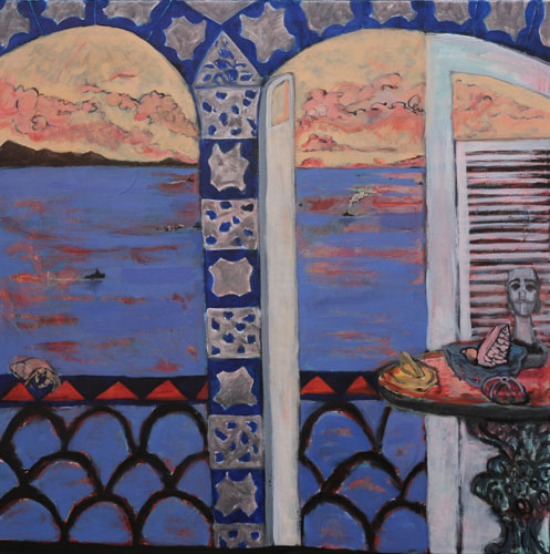 Balcon sur baie - 100 x 100  - huile sur toile